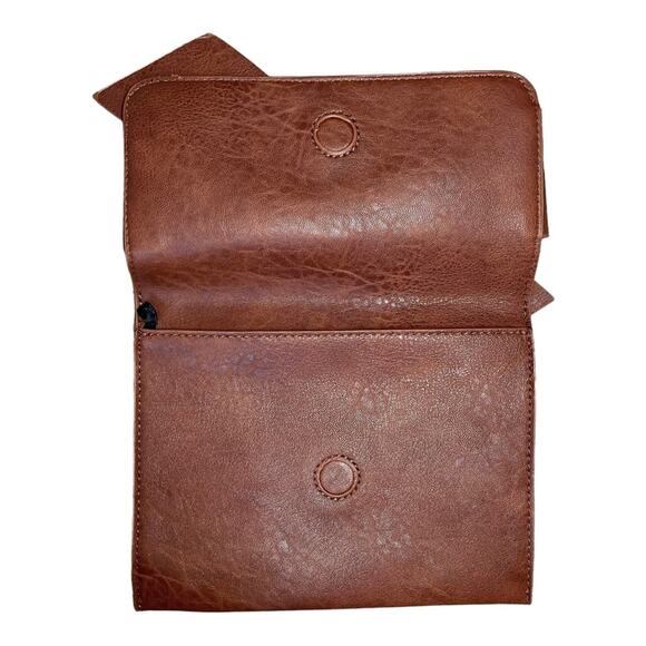 Anthropologie Brown Faux Leather Bow Envelope Clutch - Picture 3 of 7